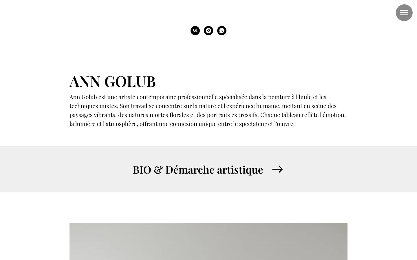 Captura de pantalla del sitio web de Anna Golub